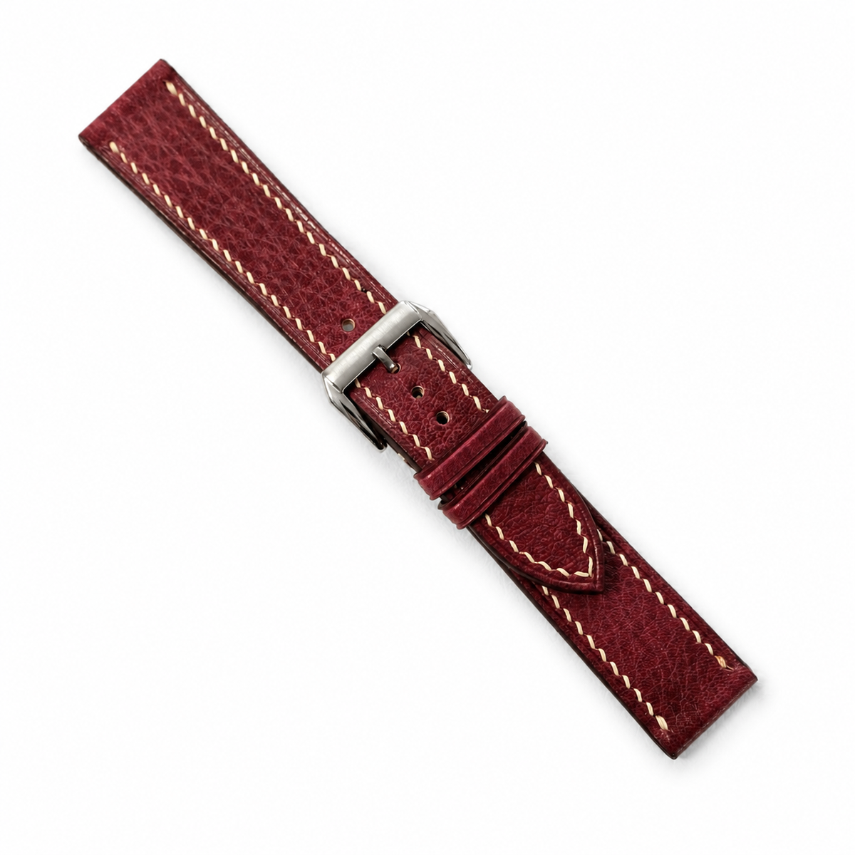 Burgundy Red Italian Leather Watch Strap - Handmade