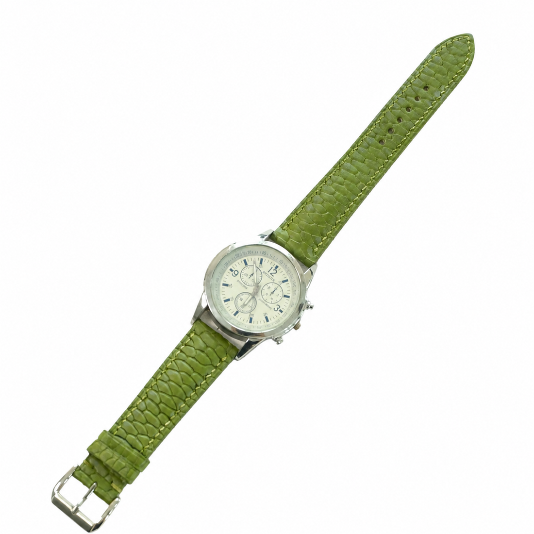 Olive Green Beaver Tail Leather Watch Strap - Handmade