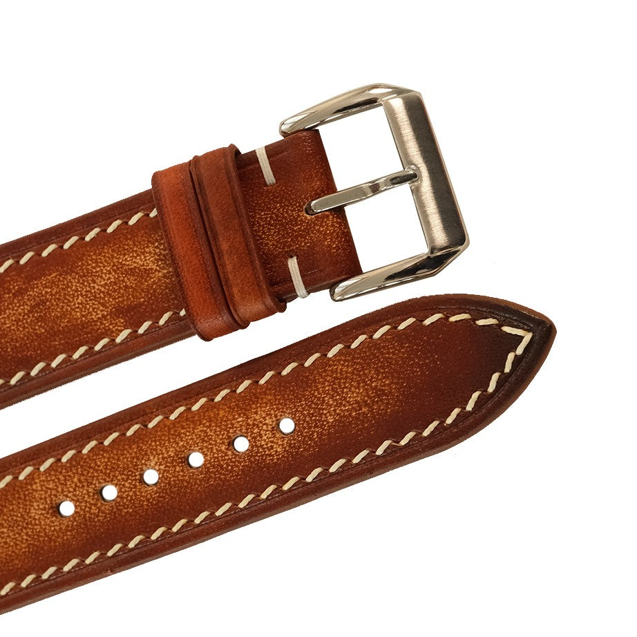 Cognac Patina Leather Watch Strap - Handmade