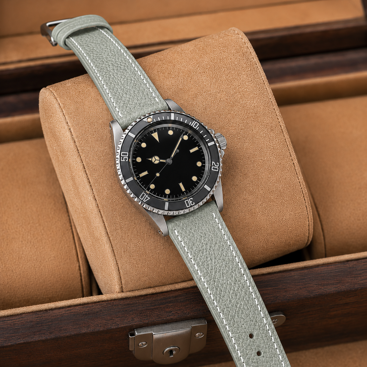 Celadon Green Epsom Leather Watch Strap - Handmade