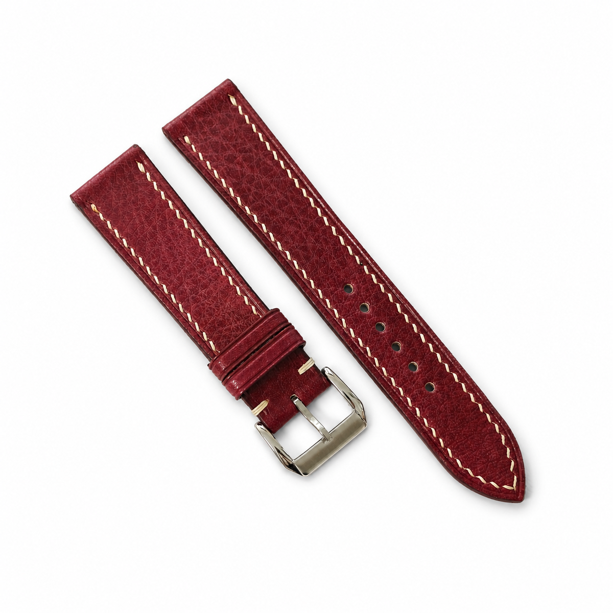 Burgundy Red Italian Leather Watch Strap - Handmade