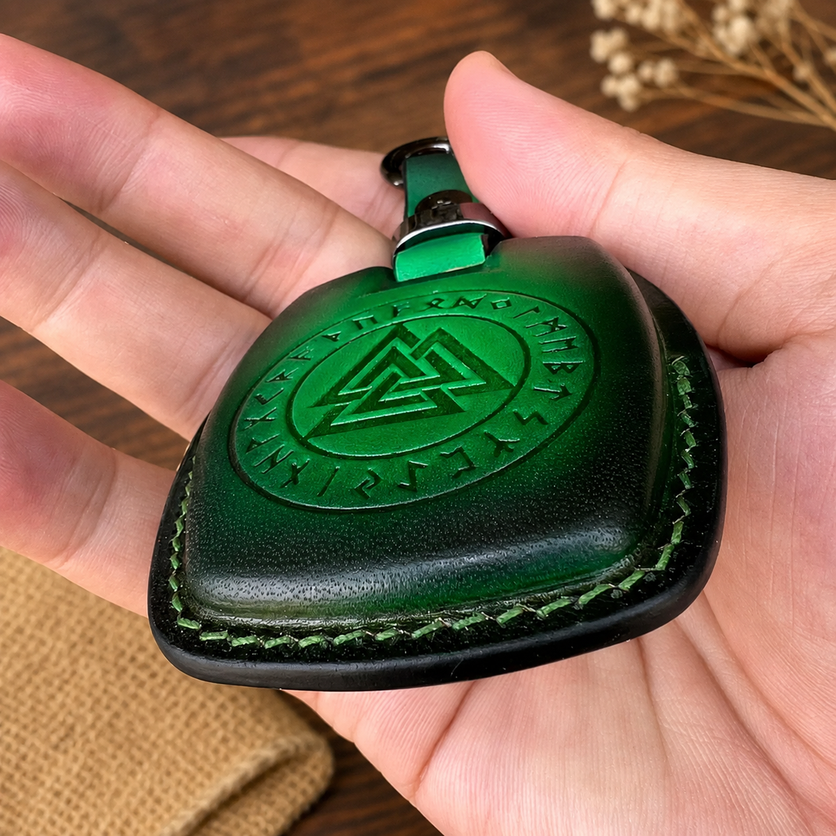 Custom Leather Key Fob Cover Compatible with Harley-Davidson Fat Boy, Street Glide, Road Glide