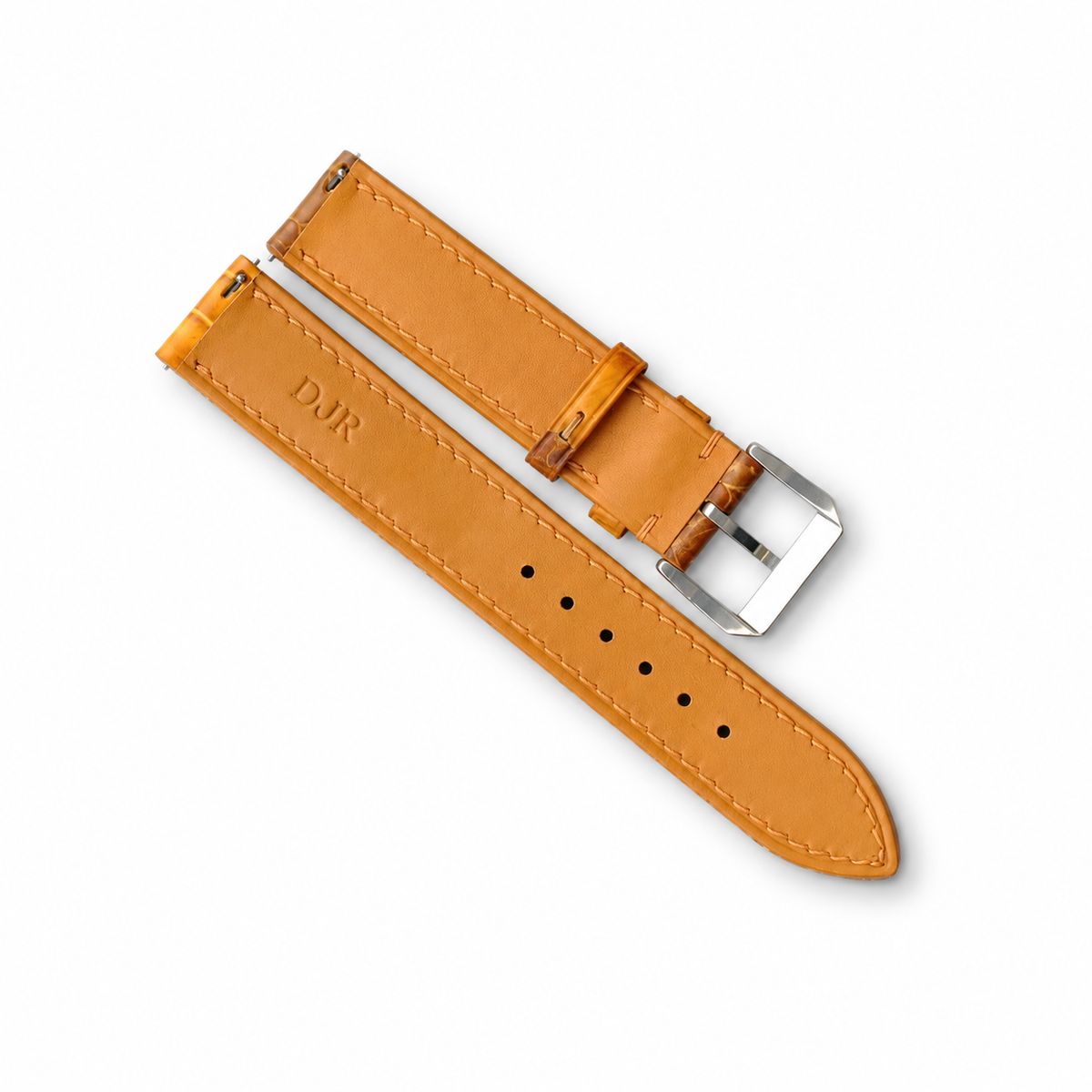 Honey Amber Alligator Leather Watch Strap - Handmade