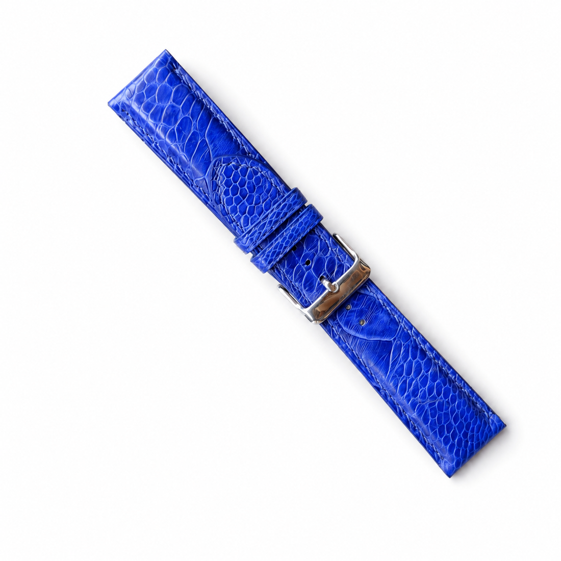 Blue Ostrich Leather Watch Strap - Handmade