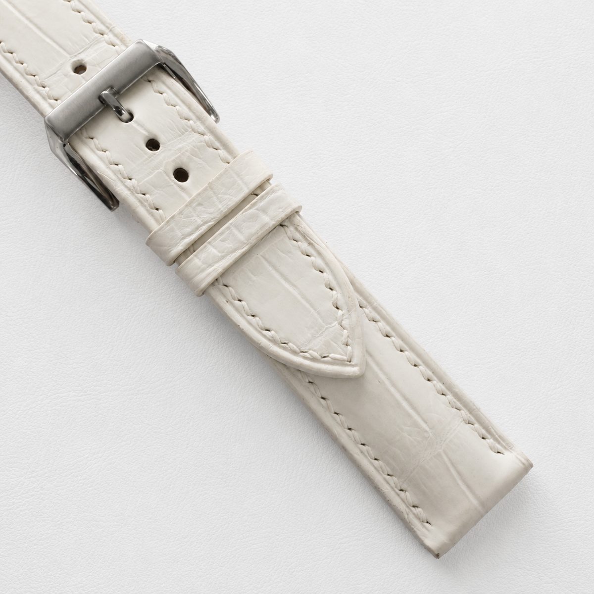 Ivory White Alligator Leather Watch Strap - Handmade