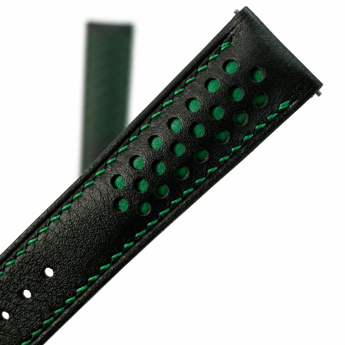 Black And Green Racing Swift Leather Watch Strap - Handmade