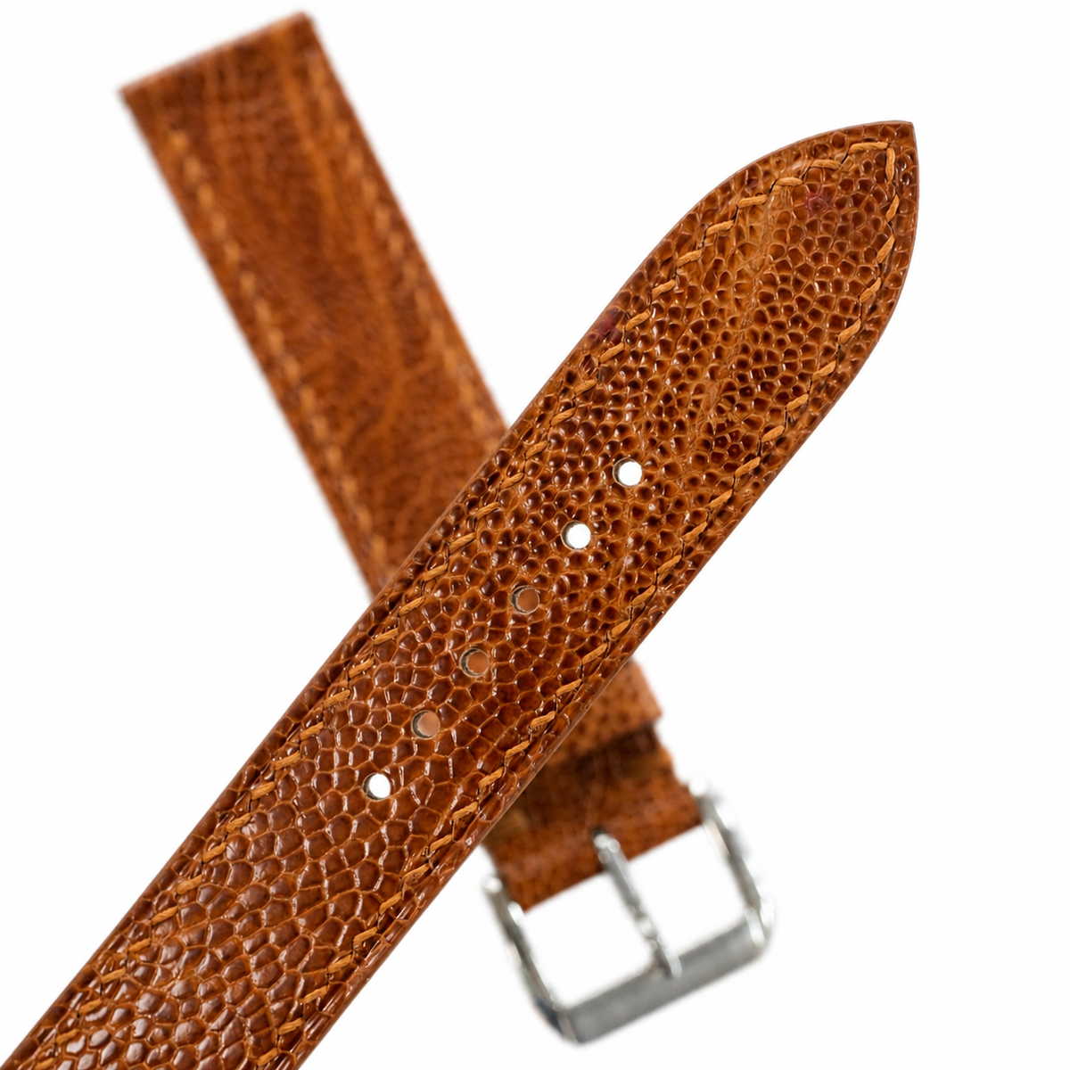 Golden Cognac Ostrich Leather Watch Strap - Handmade