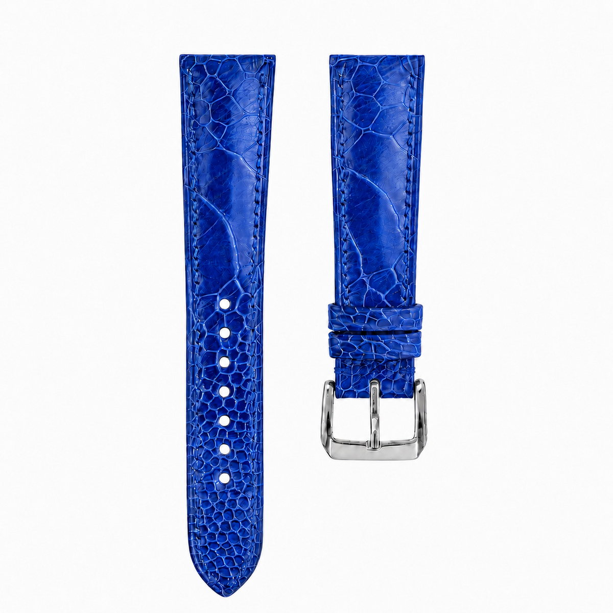 Blue Ostrich Leather Watch Strap - Handmade