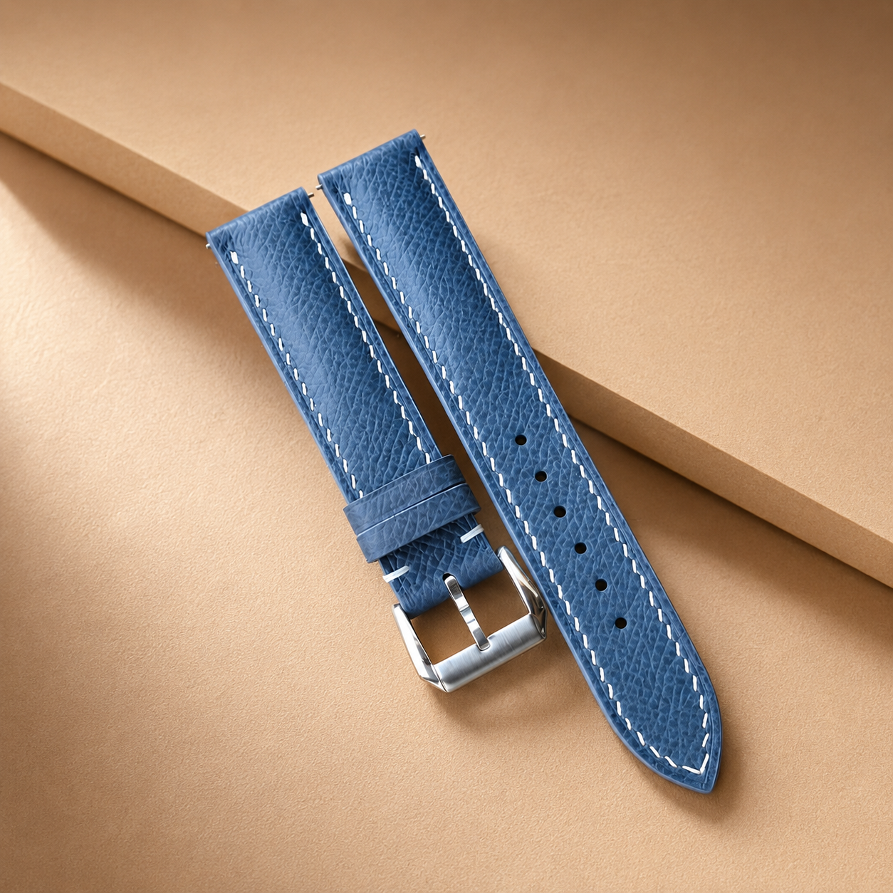 Gray Epsom Leather Watch Strap - Handmade Quick Release Band