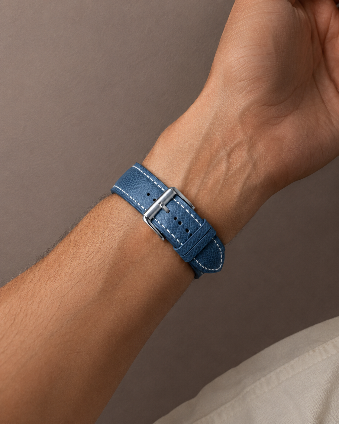 Gray Epsom Leather Watch Strap - Handmade Quick Release Band