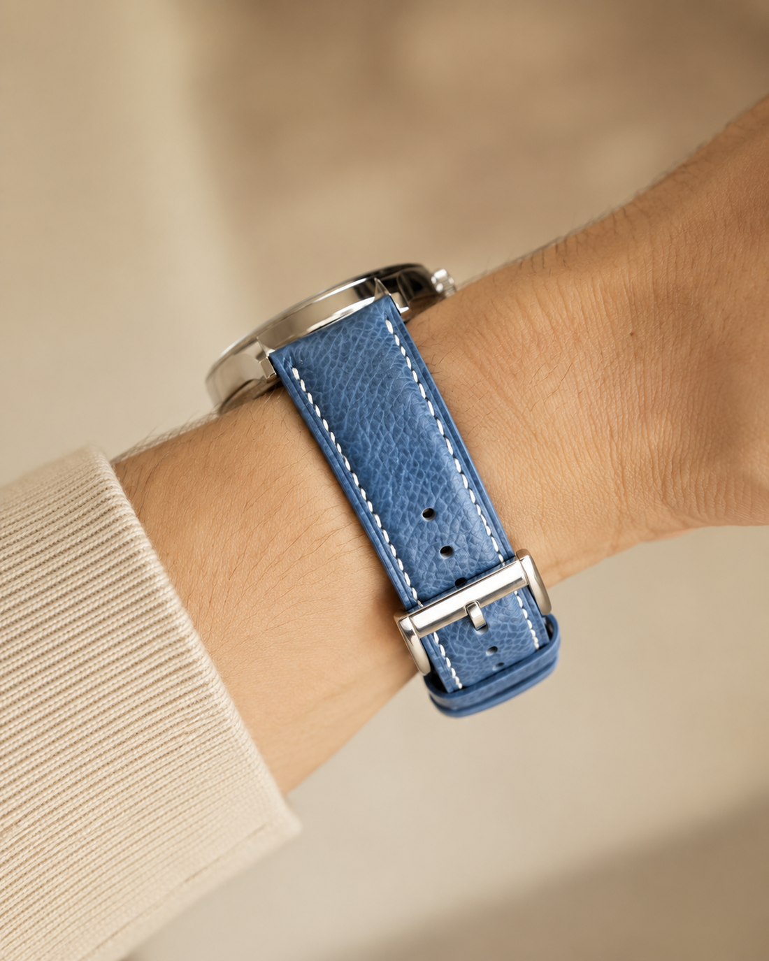 Gray Epsom Leather Watch Strap - Handmade Quick Release Band