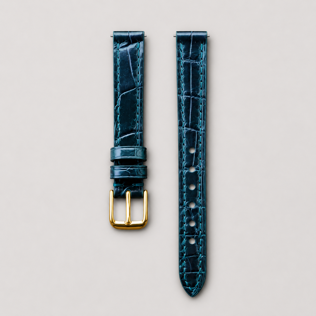 Dark Green Alligator Leather Watch Strap - Handmade Quick Release Band