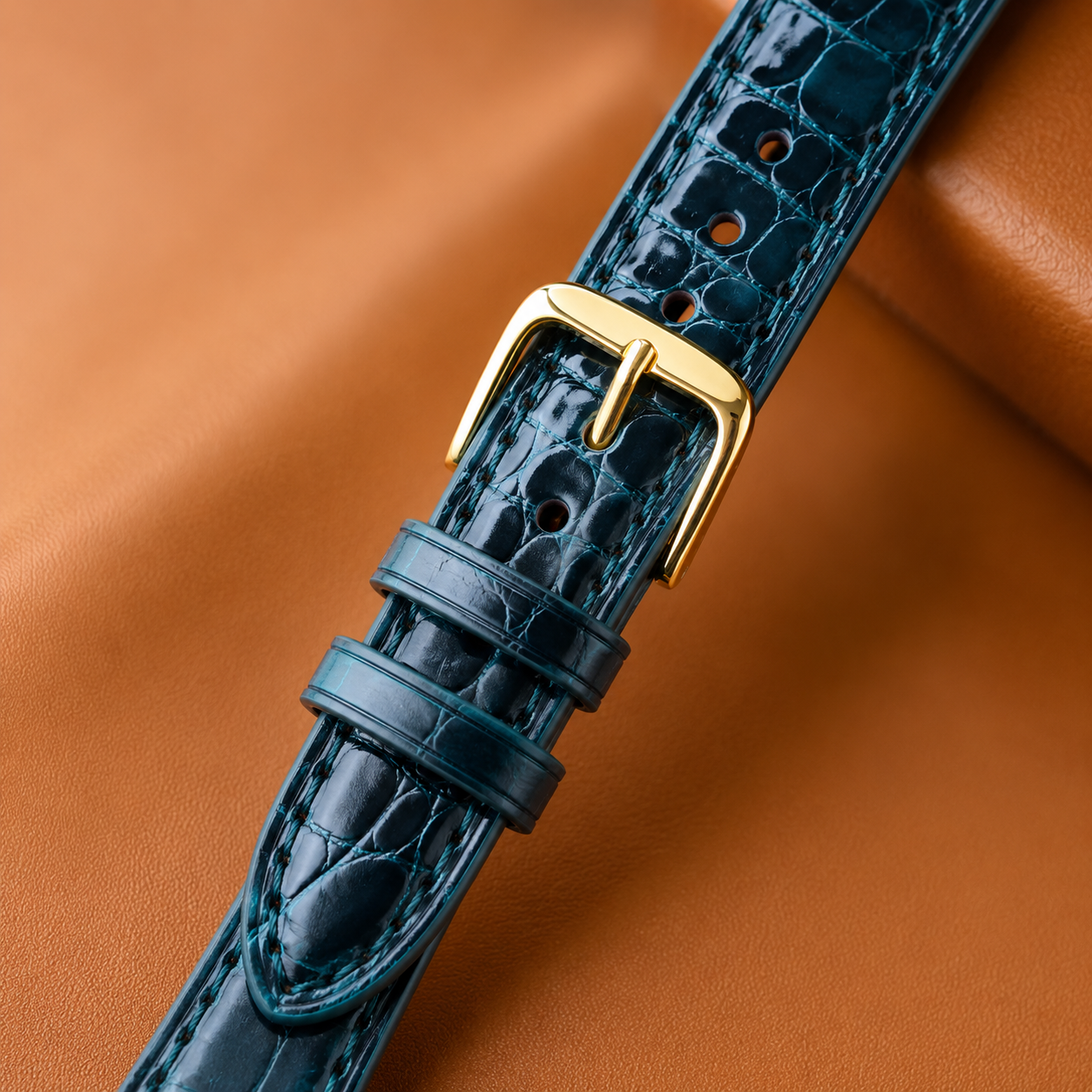 Dark Green Alligator Leather Watch Strap - Handmade Quick Release Band