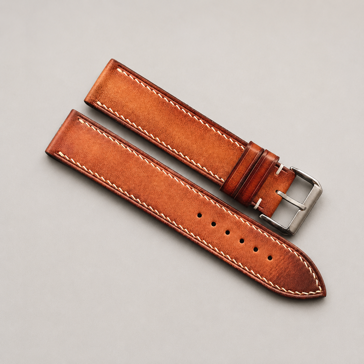 Coffee Patina Leather Watch Strap - Handmade Quick Release Band