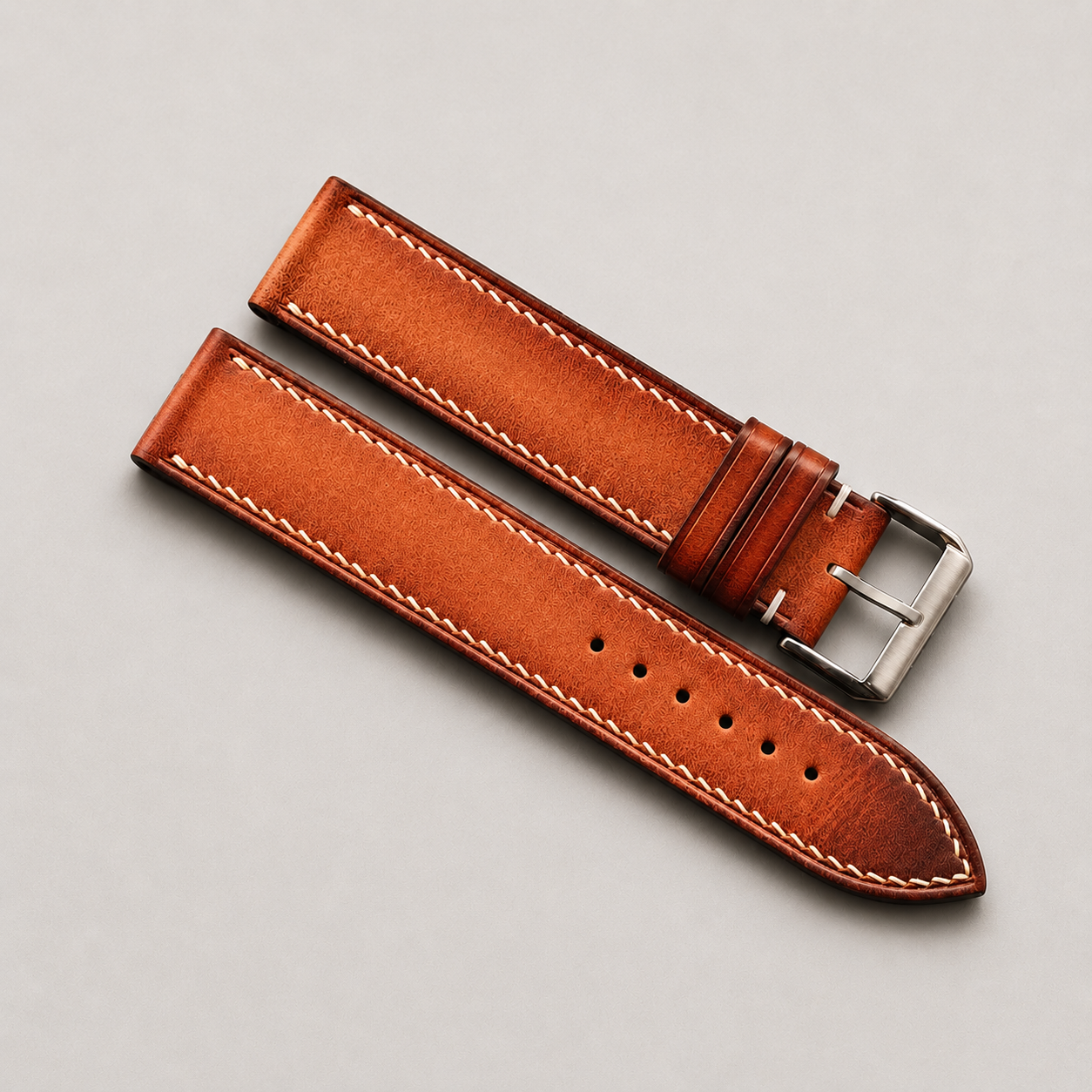 Coffee Patina Leather Watch Strap - Handmade Quick Release Band