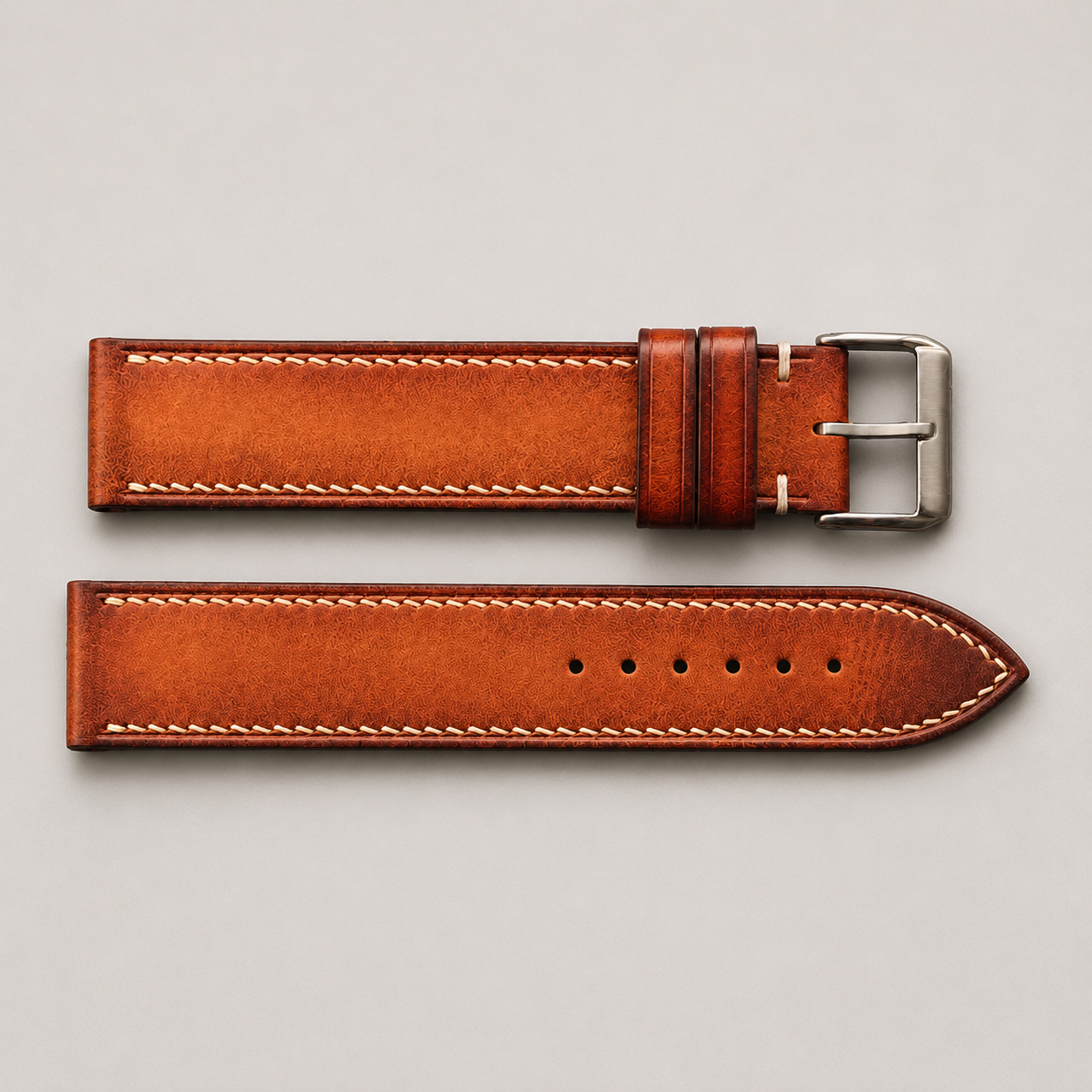 Coffee Patina Leather Watch Strap - Handmade Quick Release Band