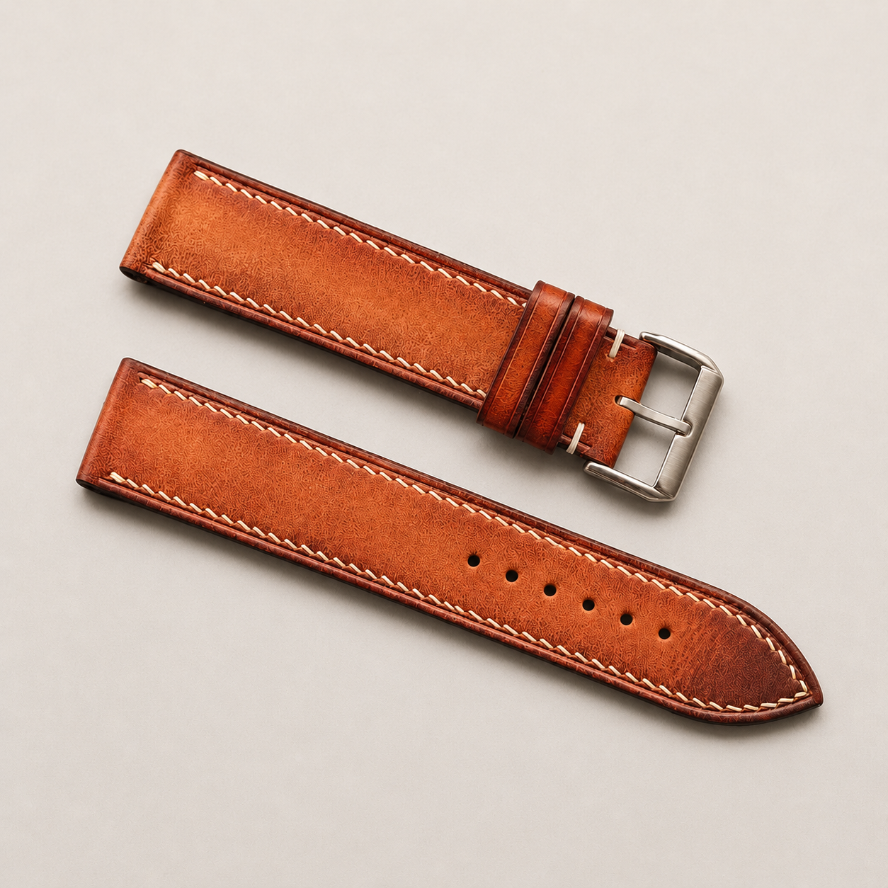 Coffee Patina Leather Watch Strap - Handmade Quick Release Band