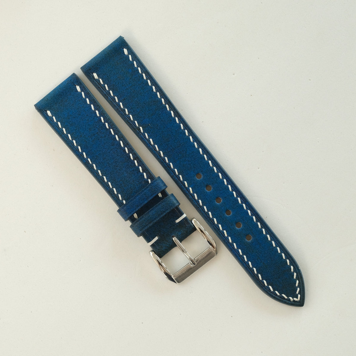 Blue Patina Leather Watch Strap - Handmade