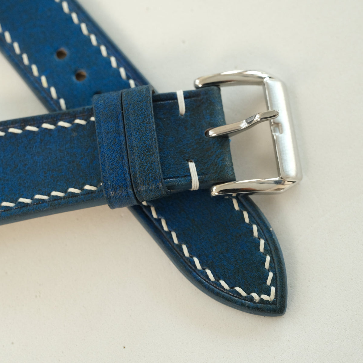 Blue Patina Leather Watch Strap - Handmade