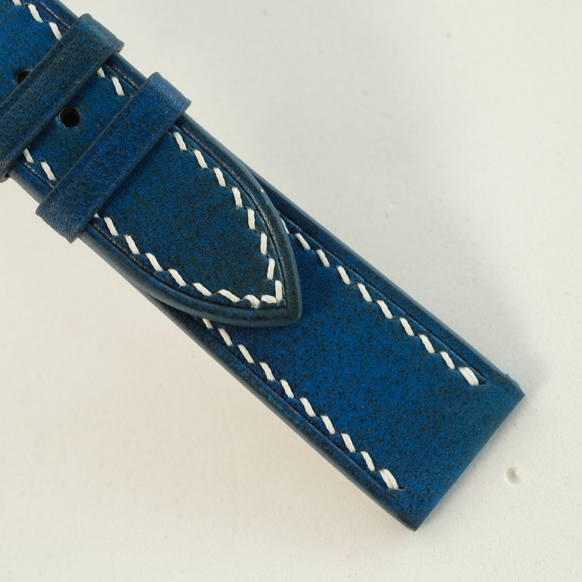 Blue Patina Leather Watch Strap - Handmade