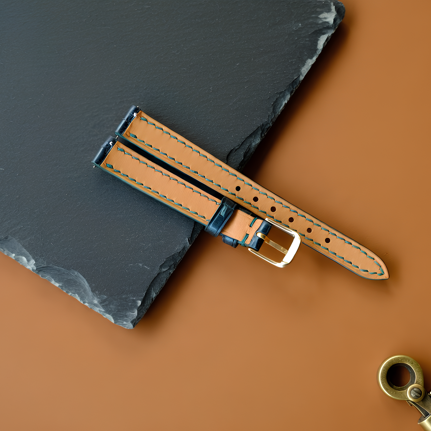 Dark Green Alligator Leather Watch Strap - Handmade Quick Release Band