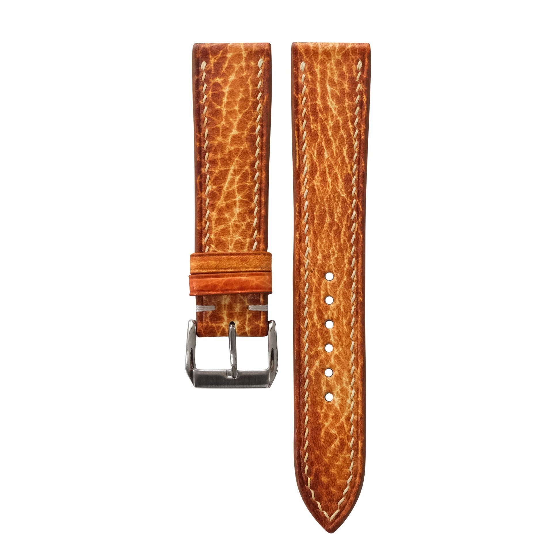Amber Brown Patina Leather Watch Strap - Handmade Quick Release Band