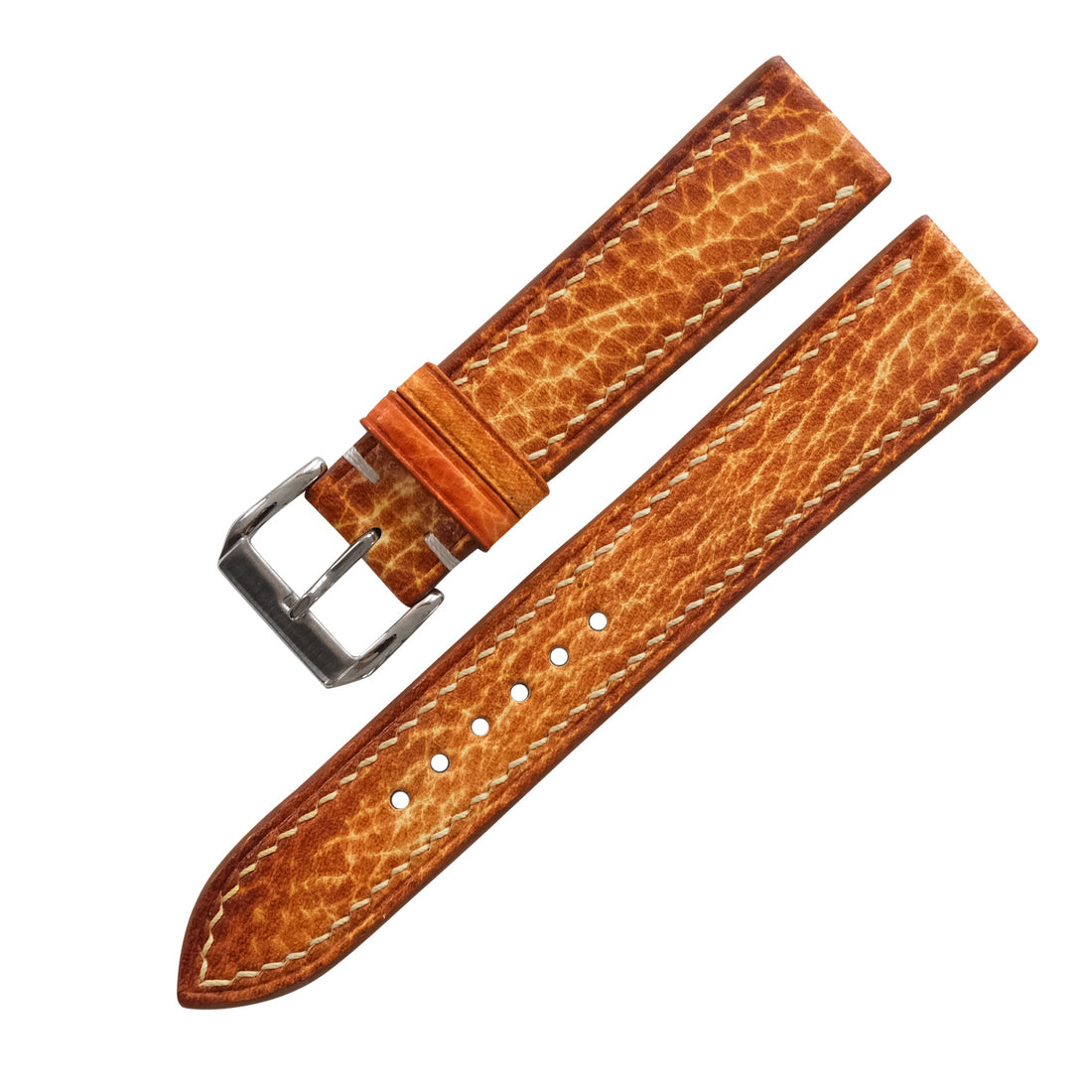 Amber Brown Patina Leather Watch Strap - Handmade