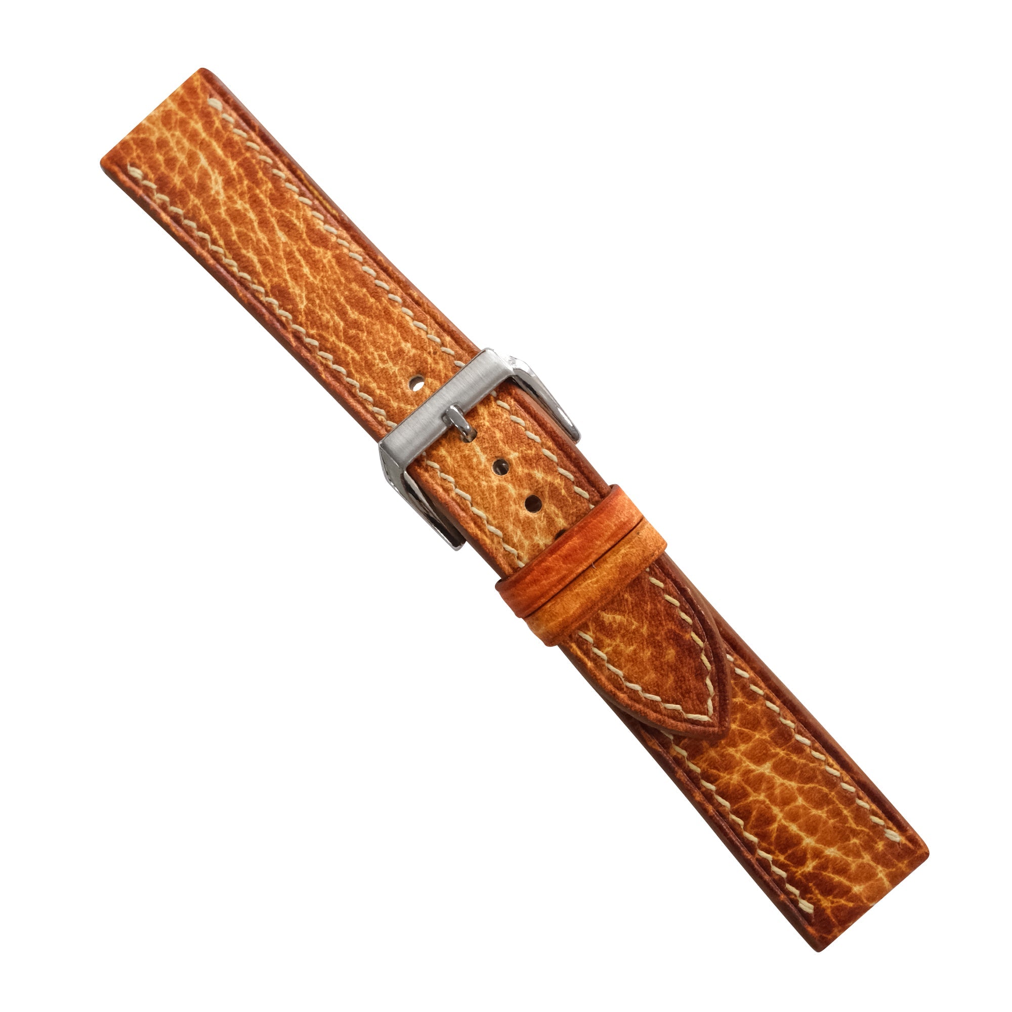 Amber Brown Patina Leather Watch Strap - Handmade Quick Release Band