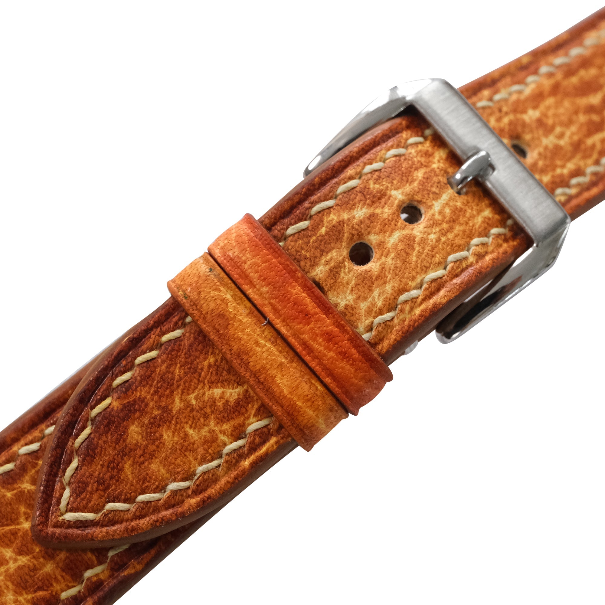 Amber Brown Patina Leather Watch Strap - Handmade Quick Release Band