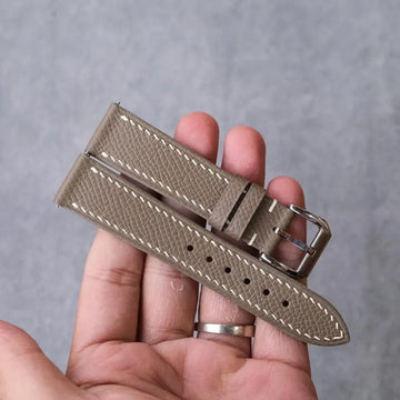 Etoupe Taupe Epsom Leather Watch Strap - Handmade Quick Release Band