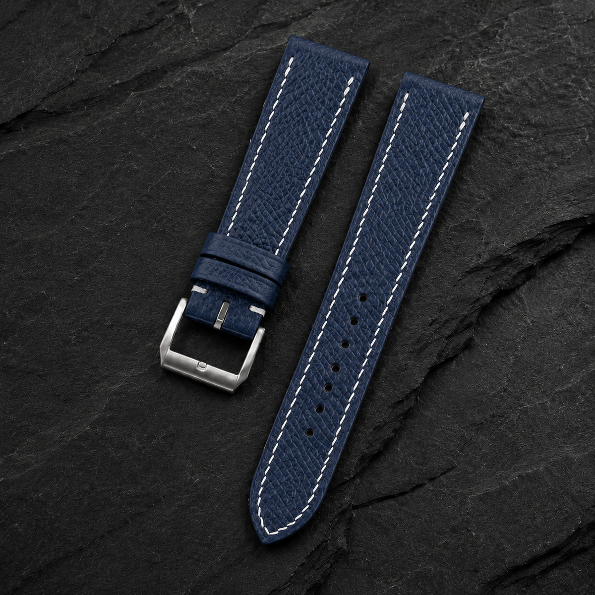 Dark Navy Epsom Leather Watch Strap - Handmade