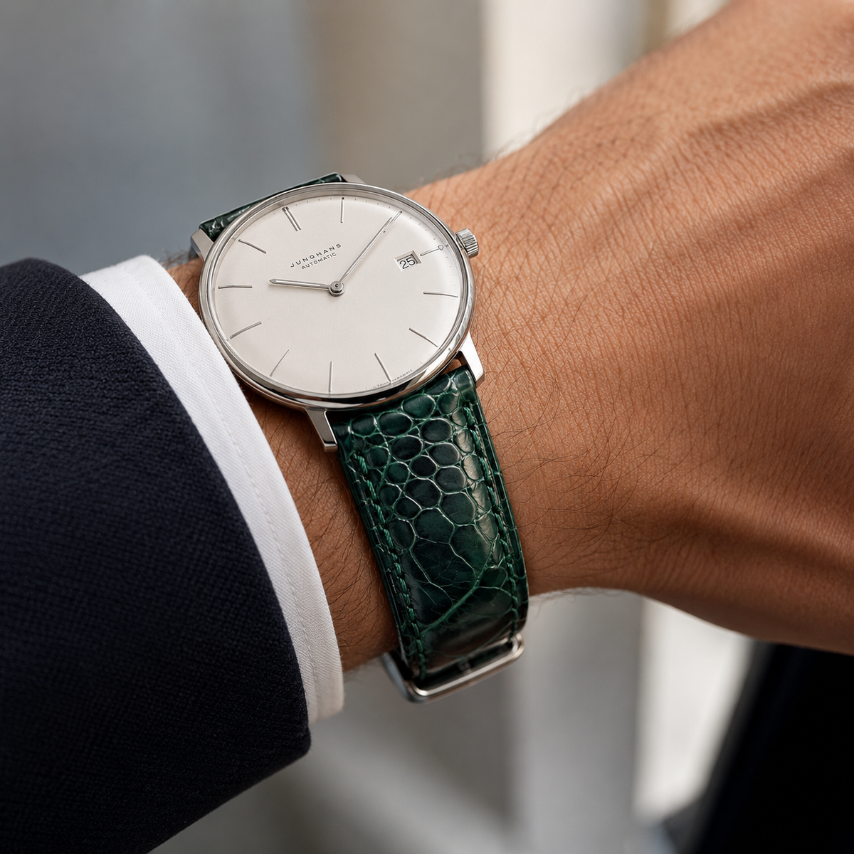 Green Ostrich Leather Watch Strap - Handmade