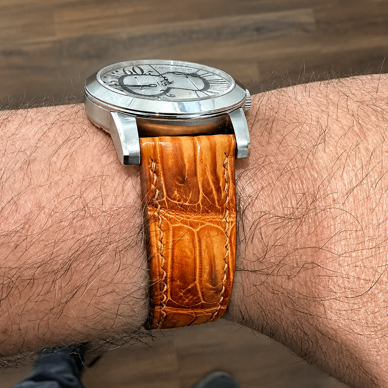 British Tan Brown Alligator Leather Watch Strap - Handmade Quick Release Band