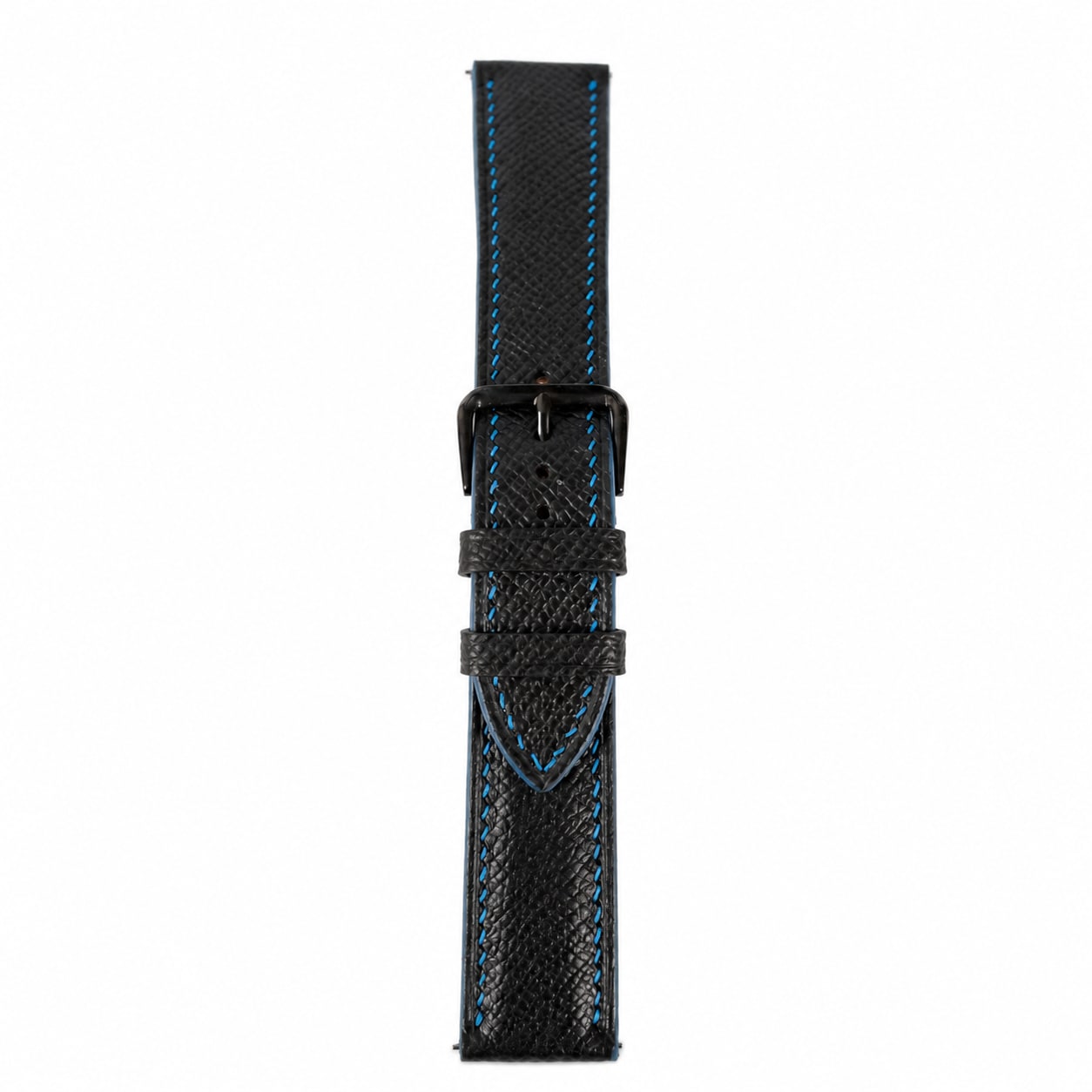 Black Blue Epsom Leather Watch Strap - Handmade Quick Release Band