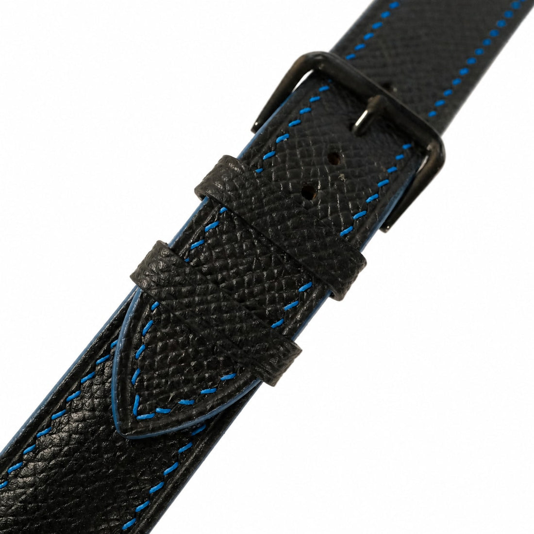 Black Blue Epsom Leather Watch Strap - Handmade