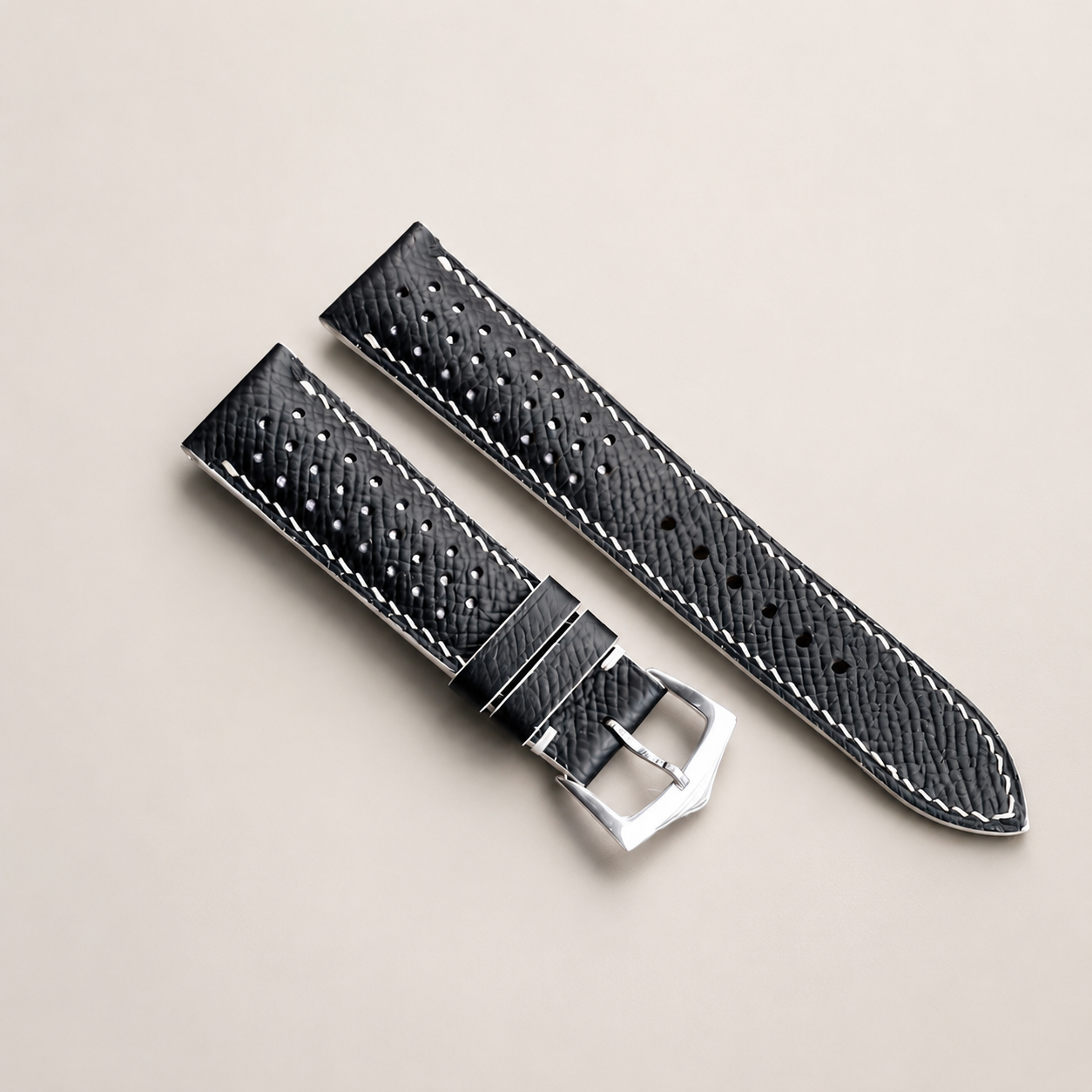 Black Epsom Leather Watch Strap - Handmade Quick Release Band