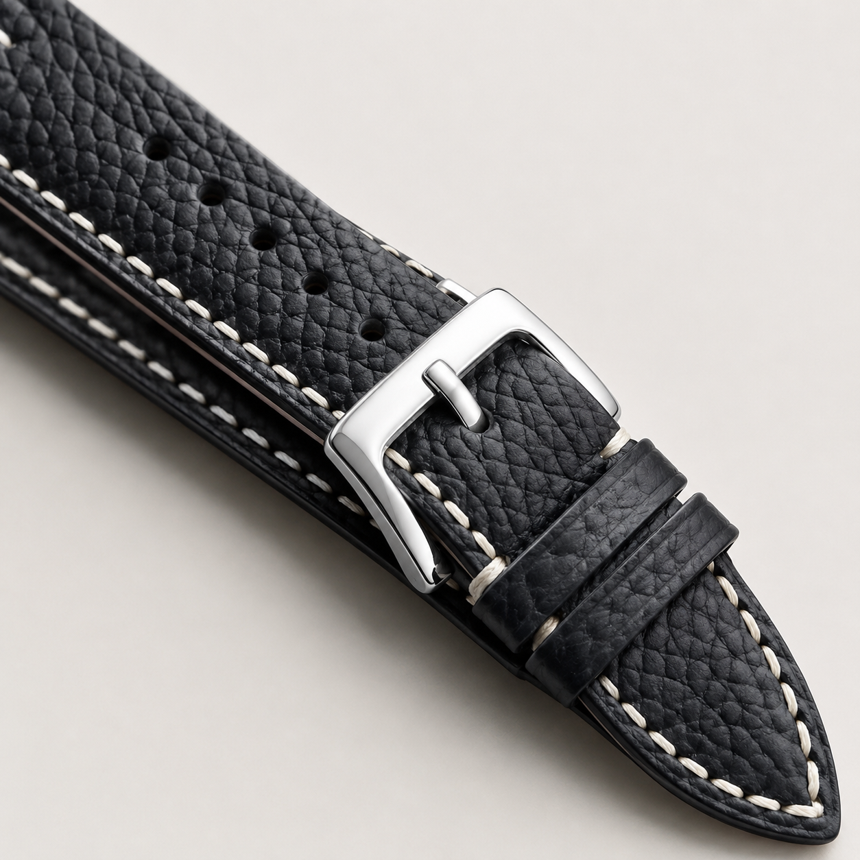 Black Epsom Leather Watch Strap - Handmade Quick Release Band