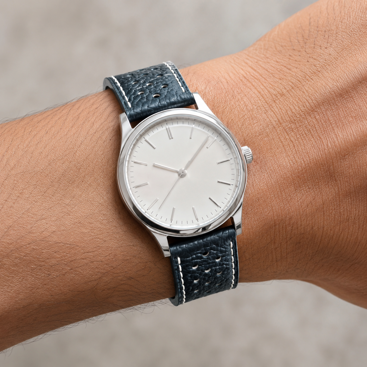 Black Epsom Leather Watch Strap - Handmade Quick Release Band
