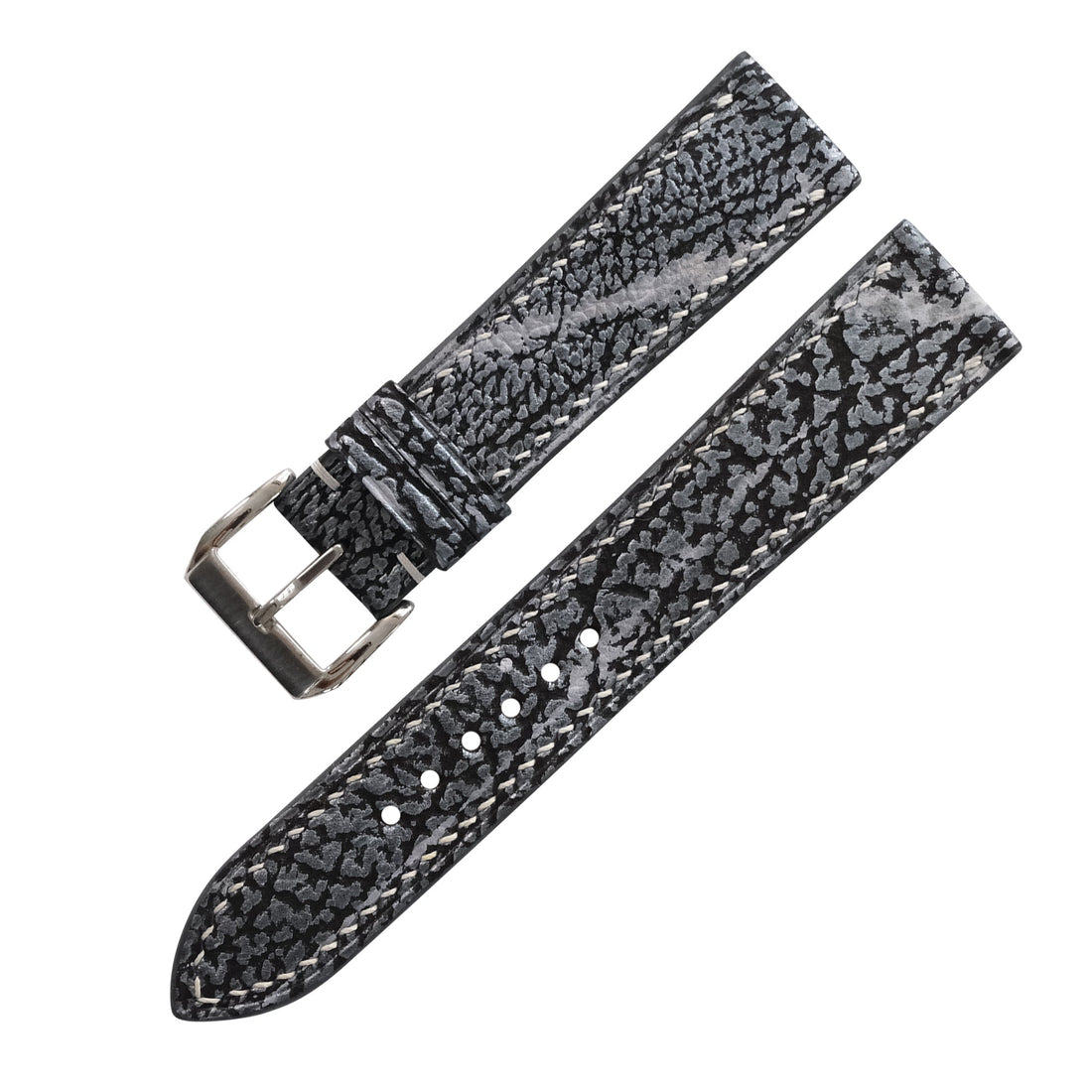 Black Gray Shark Leather Watch Strap - Handmade