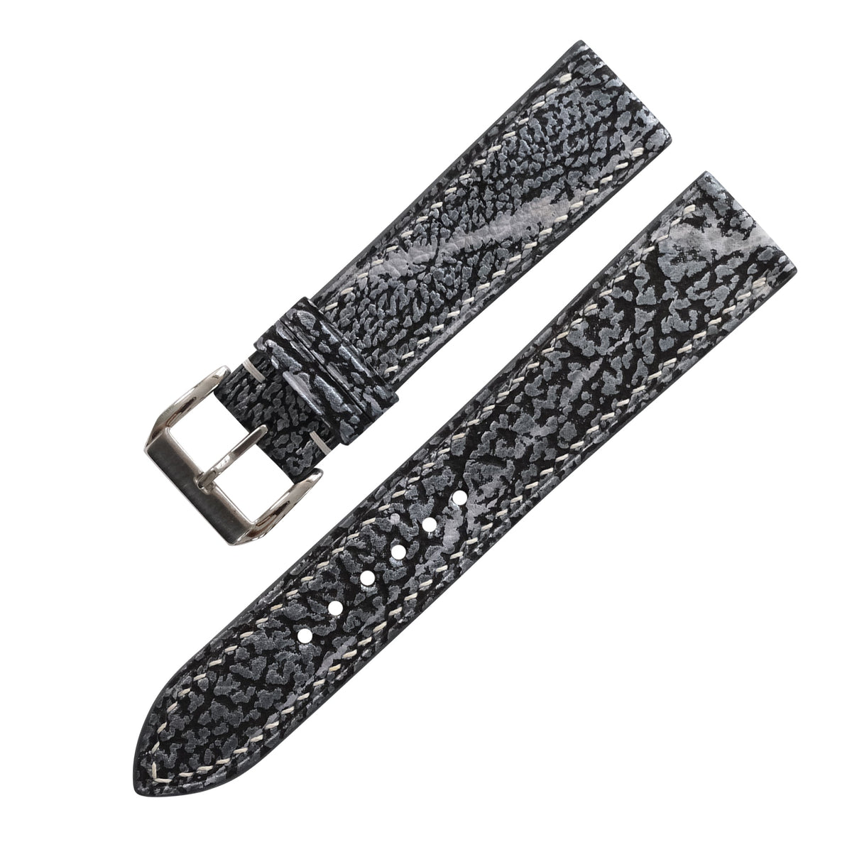 Black Gray Shark Leather Watch Strap - Handmade