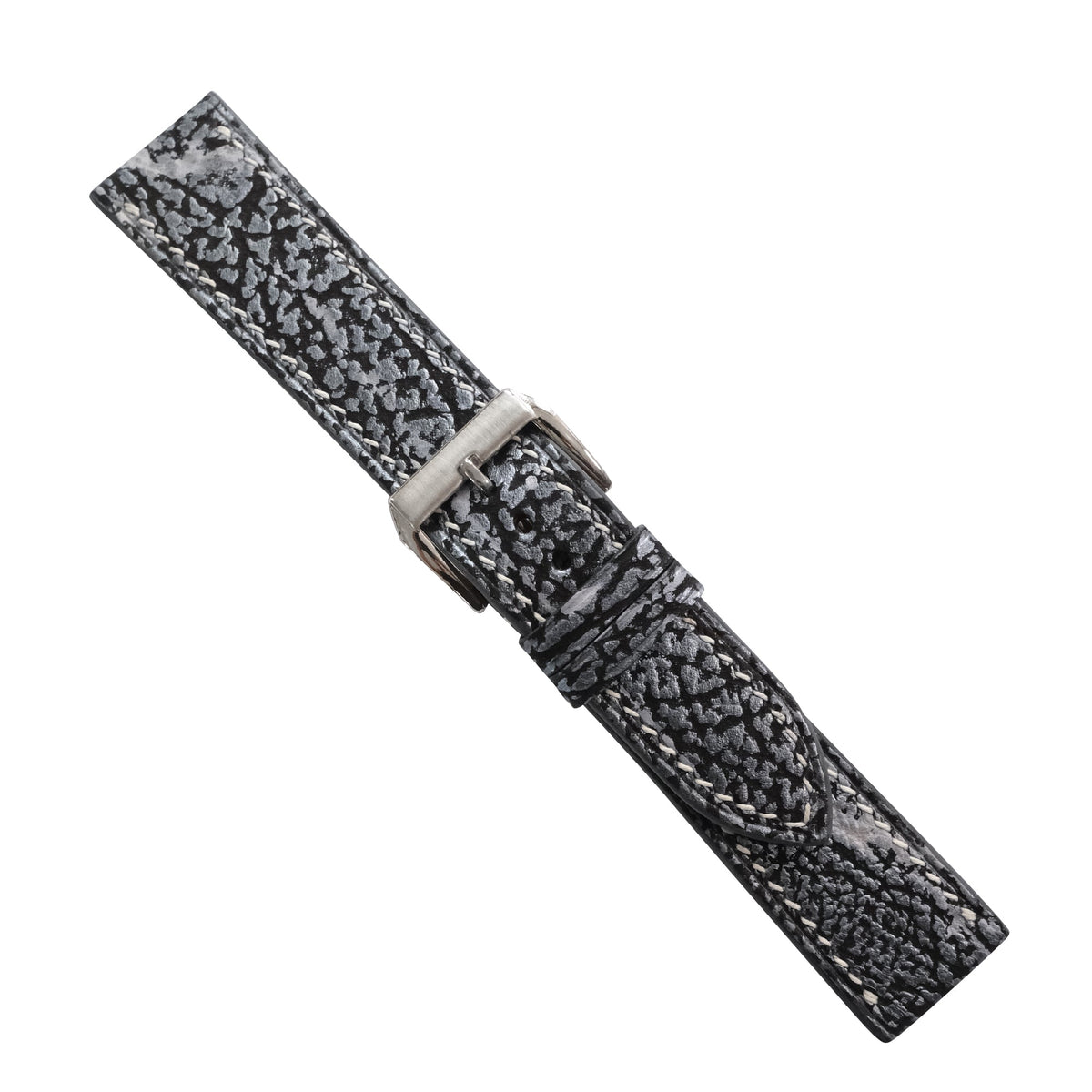Black Gray Shark Leather Watch Strap - Handmade