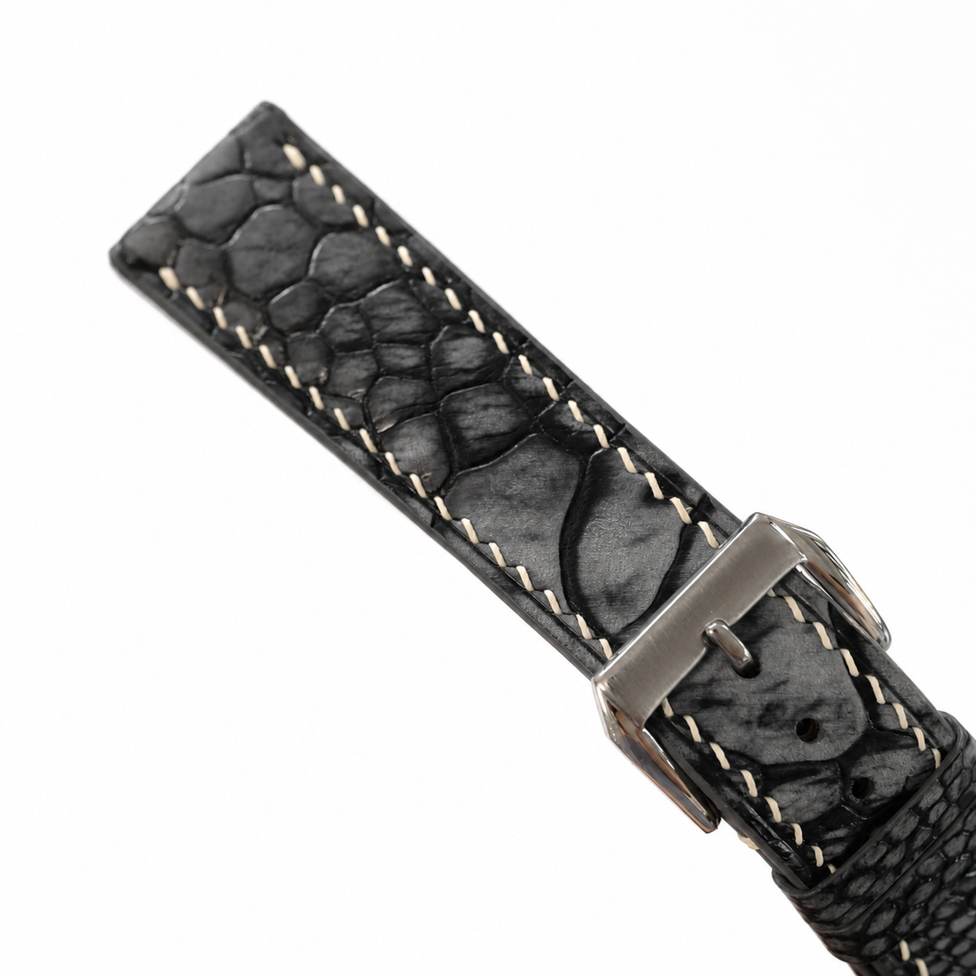 Black Nubuck Ostrich Leather Watch Strap - Handmade