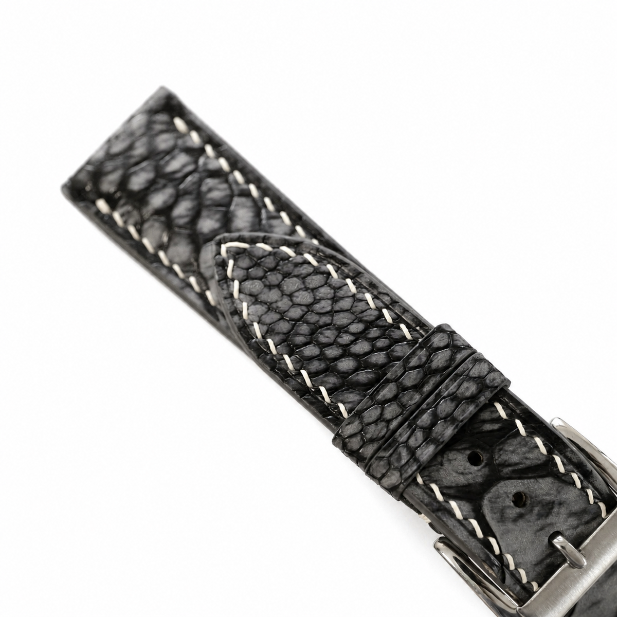 Black Nubuck Ostrich Leather Watch Strap - Handmade