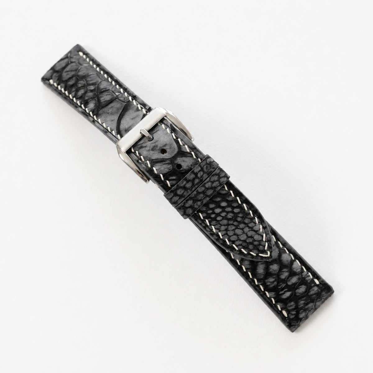 Black Nubuck Ostrich Leather Watch Strap - Handmade