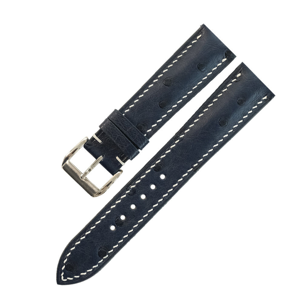 Black Ostrich Leather Watch Strap - Handmade
