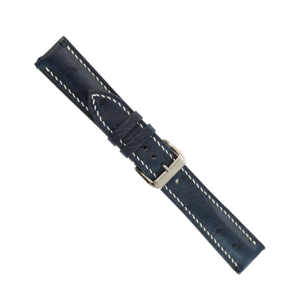 Black Ostrich Leather Watch Strap - Handmade
