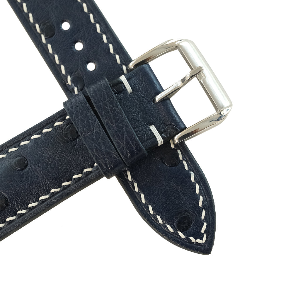 Black Ostrich Leather Watch Strap - Handmade