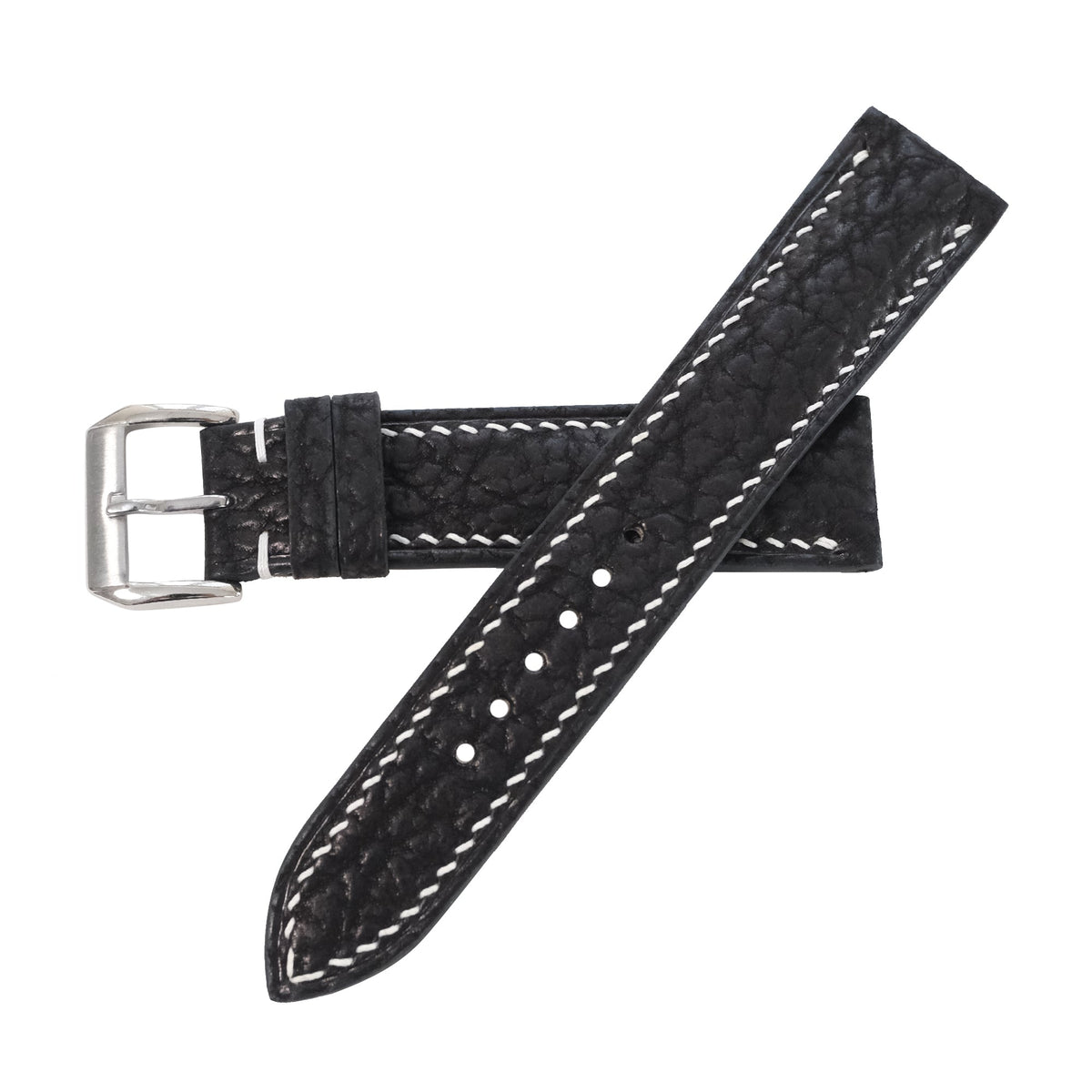 Black Shark Leather Watch Strap - Handmade
