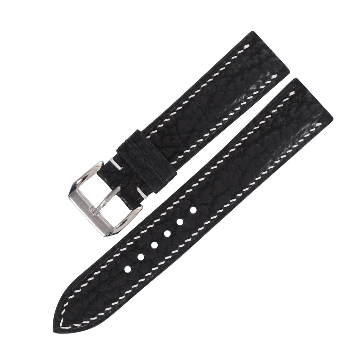 Black Shark Leather Watch Strap - Handmade