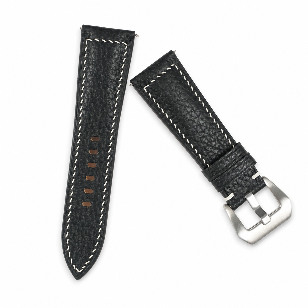 Black Box Togo Leather Watch Strap - Handmade